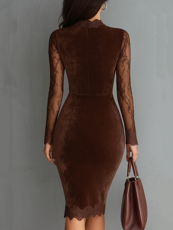 Duttini | Vintage Keyhole Neck Lace Sleeves Dress