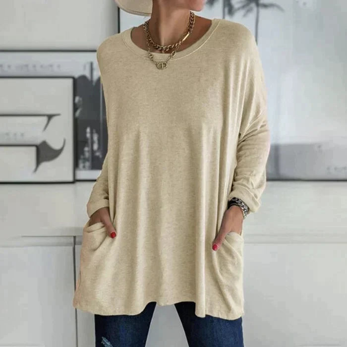 Duttini | Luxe Oversized Long Sleeve Tunic Top With Pockets