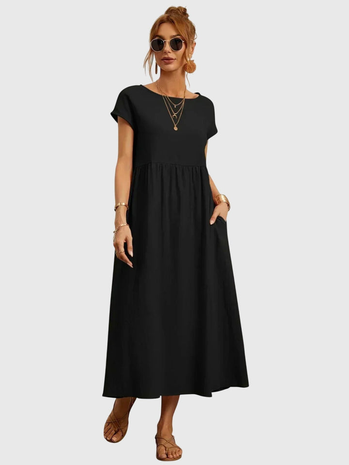Duttini | Casual Pocket Dress for Women in Cotton Blend, Relaxed Fit, Navy