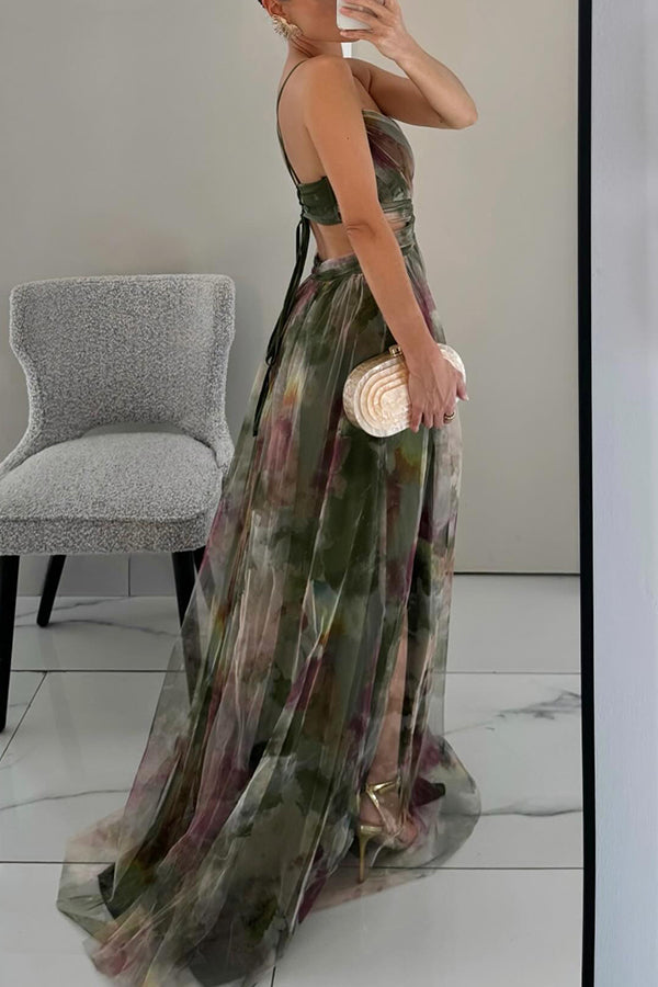Duttini | Modern Beautiful Floral Print Maxi Dress with Graceful Drape