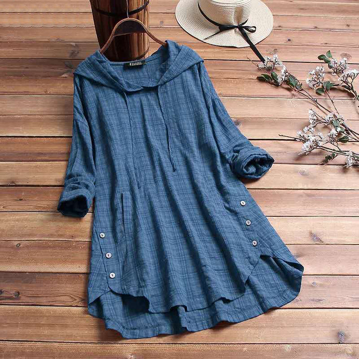 Duttini | Graceful Plaid Comfort Hoodie Dress for Effortless Elegance
