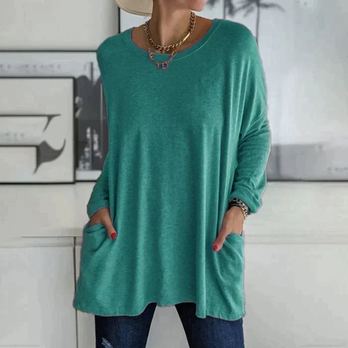 Duttini | Luxe Oversized Long Sleeve Tunic Top With Pockets