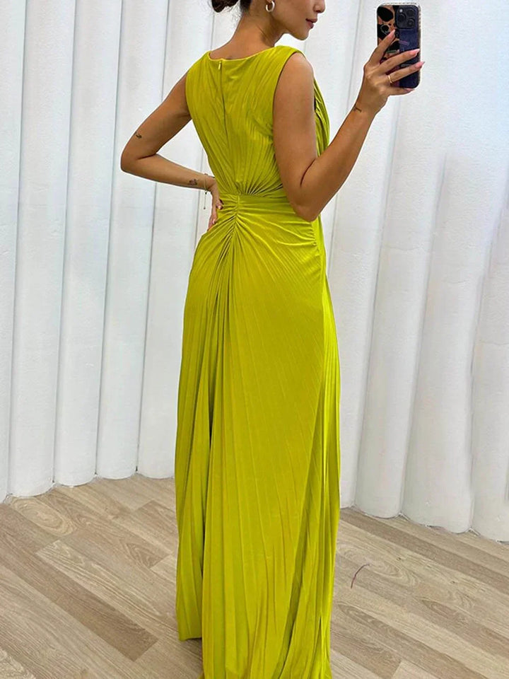 Duttini | Luxe Wedding Guest Pleated Maxi Dress Evening