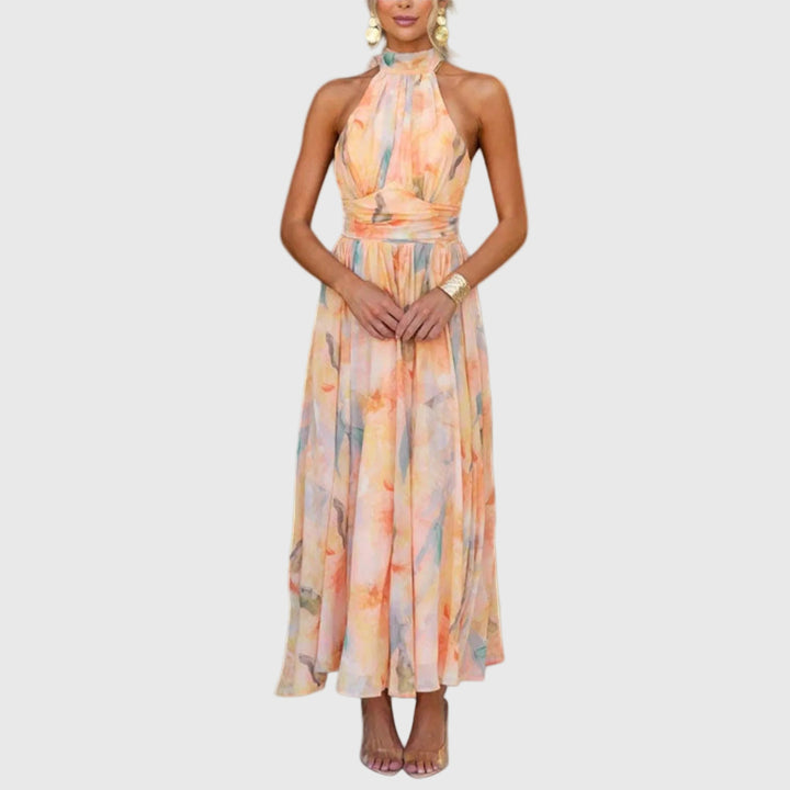 Duttini | Elegant Maxi Dress for Women in Lightweight Fabric, Fitted, Navy Blue