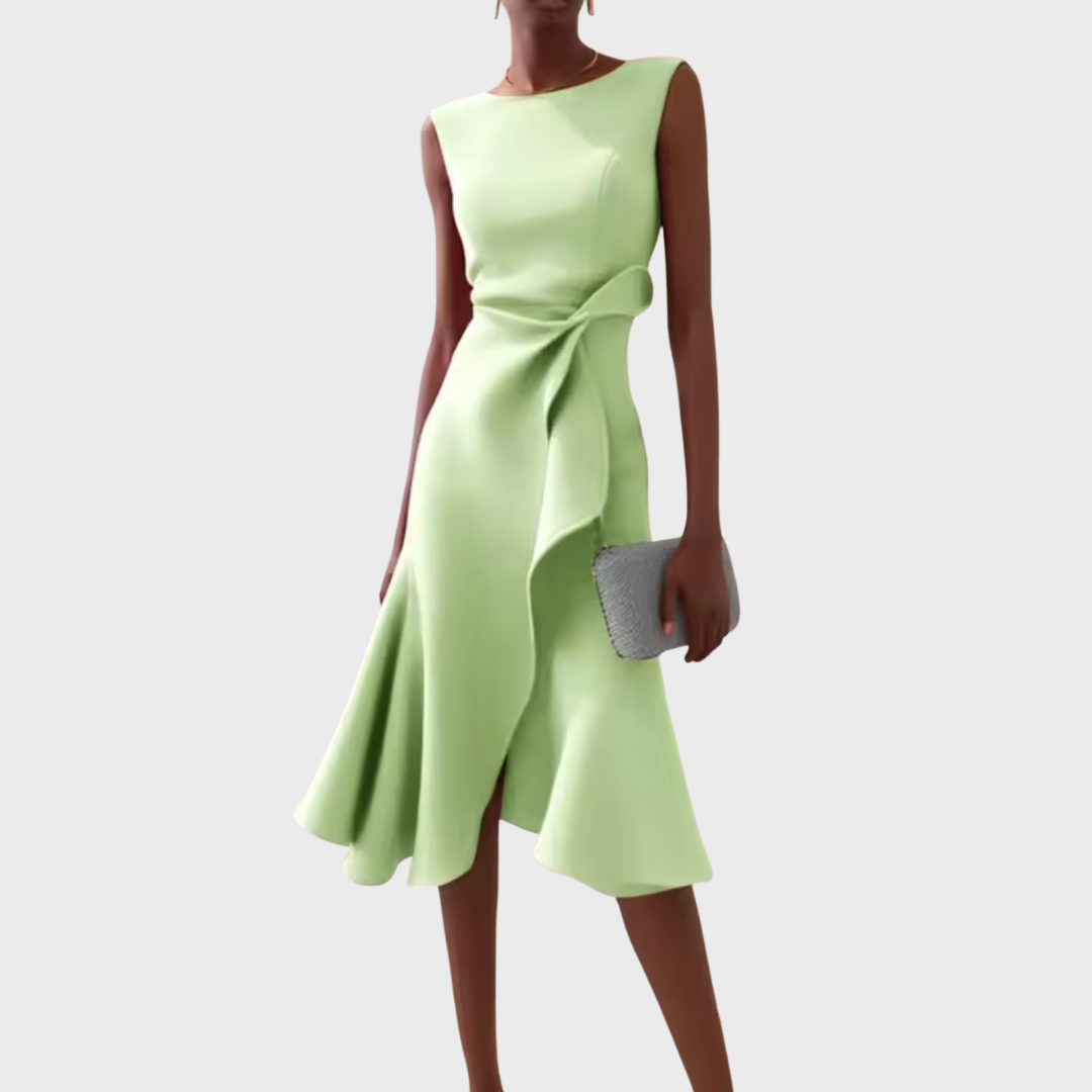 Duttini | Sophisticated Draped Asymmetric Midi Dress in a Flattering Cut