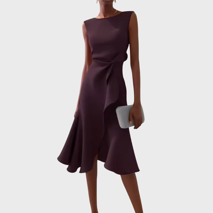 Duttini | Sophisticated Draped Asymmetric Midi Dress in a Flattering Cut
