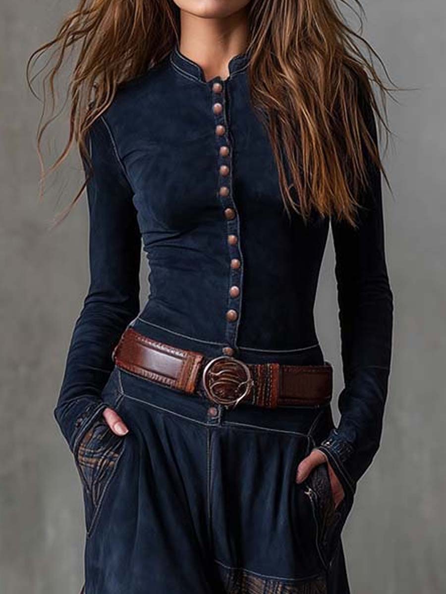 Duttini | Suede Patchwork Dress