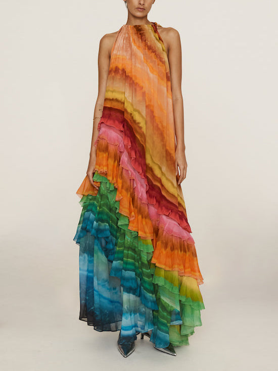 Duttini | Unique Colorful Print Ruffle Dress