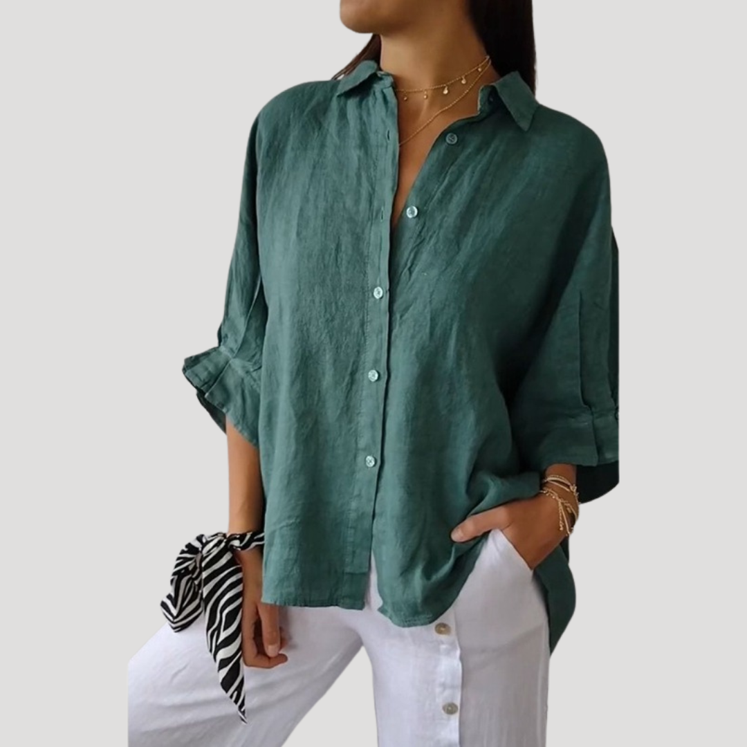 Duttini | Linen Long Sleeve Button Shirt Blouse