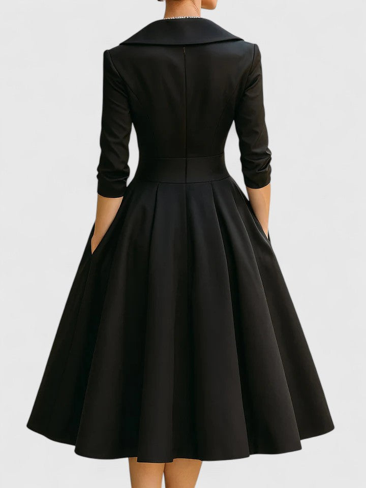 Duttini | Elegant Midi Dress for Women in Soft Fabric, Fitted, Black