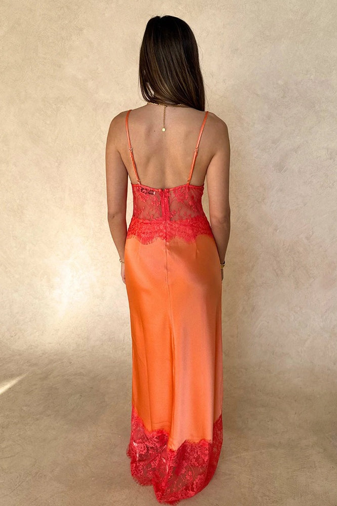 Duttini | Sheer Lace Patchwork Maxi Dress