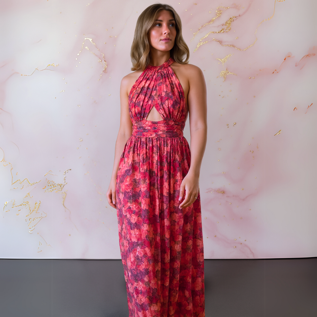 Duttini | Elegant Floral Maxi Dress with Graceful Drape