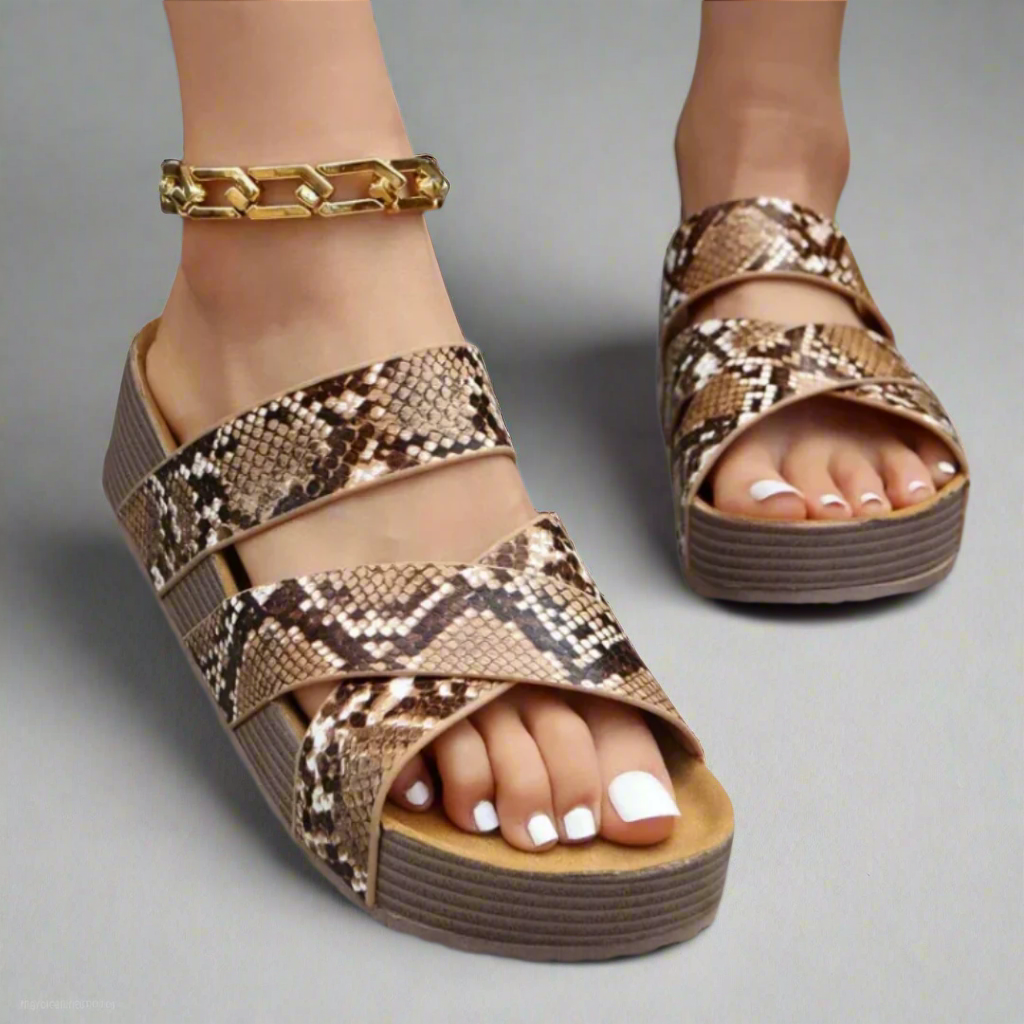 Duttini | Soft-Step Open Toe Platform With Cross Straps
