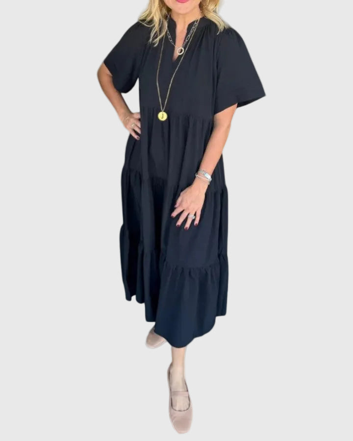 Duttini | Elegant Maxi Dress for Women in Soft Fabric, Flowy Fit, Black