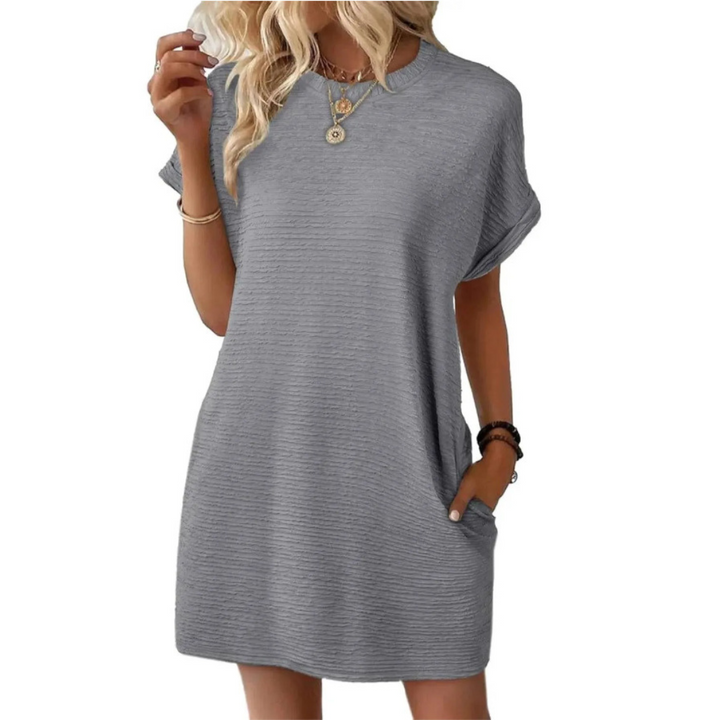 Duttini | Graceful Crew Neck Short Sleeve T-Shirt Mini Dress