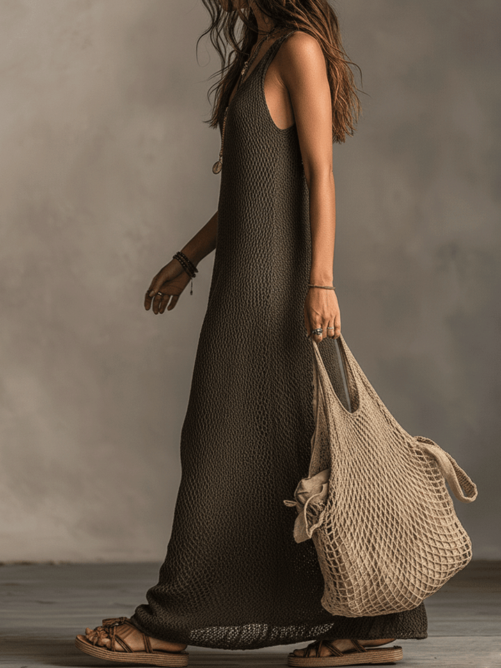 Duttini | Olive Knit Sleeveless Casual Dress