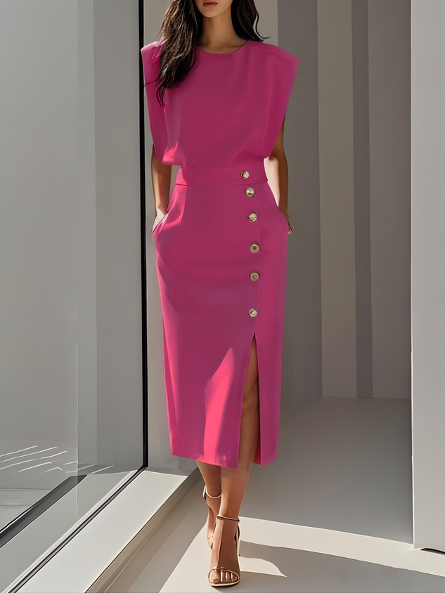 Duttini | Effortless Charm Midi Dress with a Flattering Silhouette
