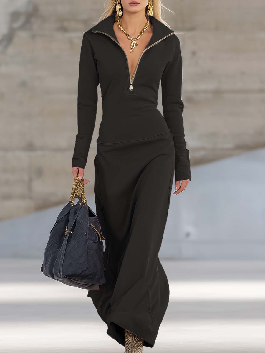 Duttini | Pink V-Neck Evening Dress