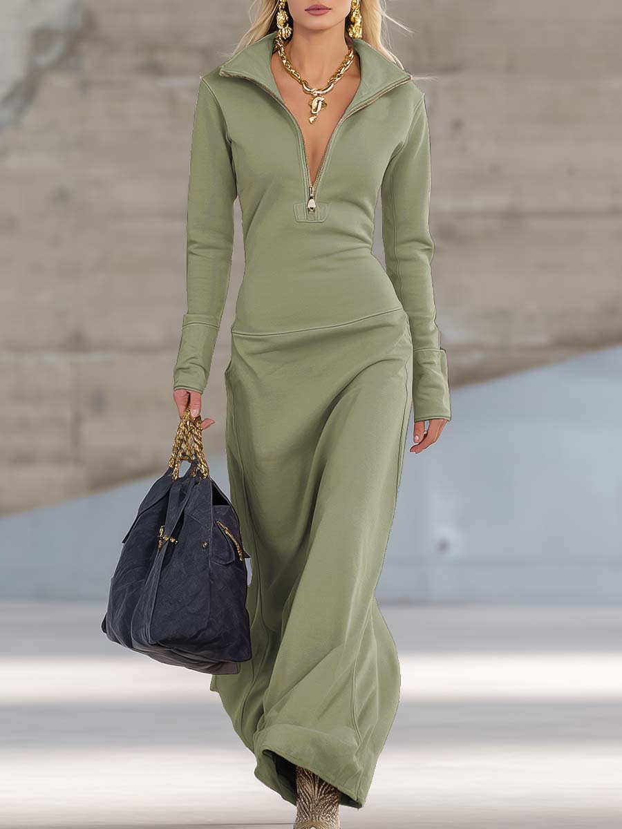 Duttini | Pink V-Neck Evening Dress