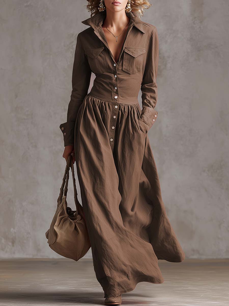 Duttini | Red Linen Casual Dress