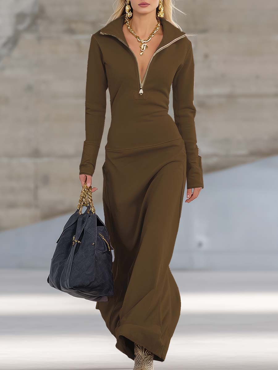 Duttini | Pink V-Neck Evening Dress