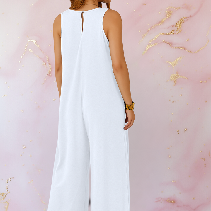 Duttini | Statement V-Neck Sleeveless Wide Leg Jumpsuit With Pockets