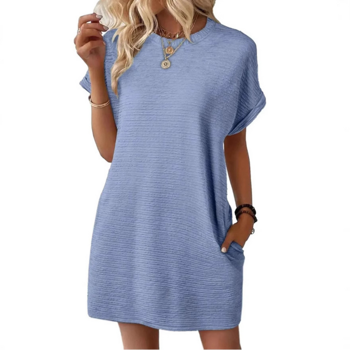 Duttini | Graceful Crew Neck Short Sleeve T-Shirt Mini Dress