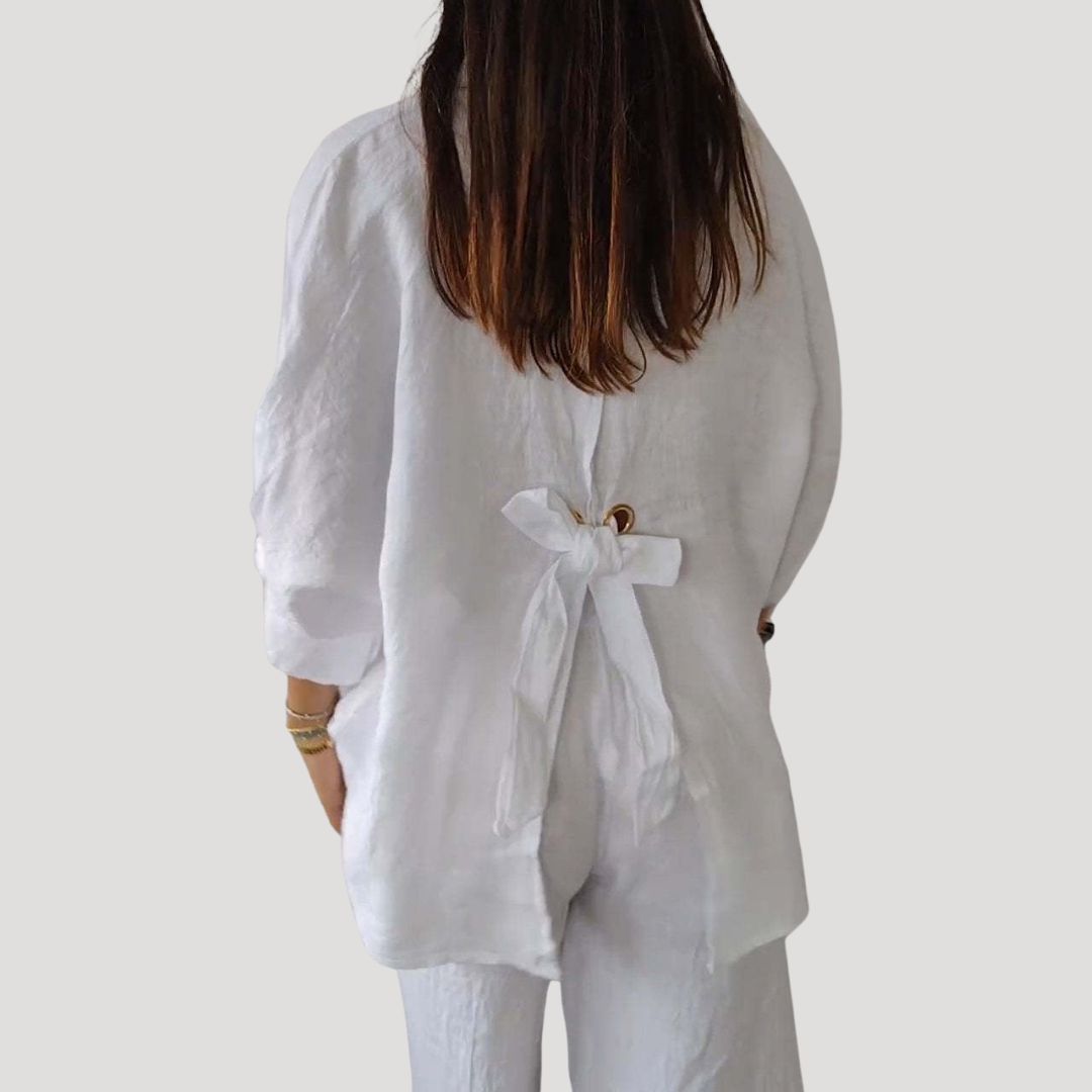 Duttini | Linen Long Sleeve Button Shirt Blouse