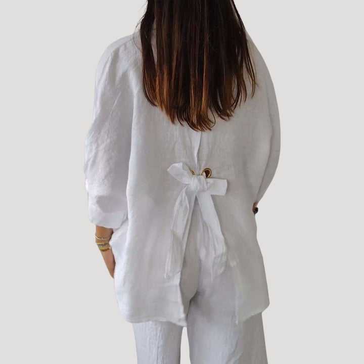 Duttini | Linen Long Sleeve Button Shirt Blouse