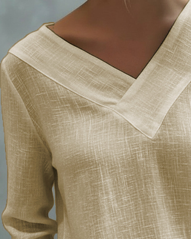 Duttini | Timeless Asymmetric V-Neck Long Sleeve Top
