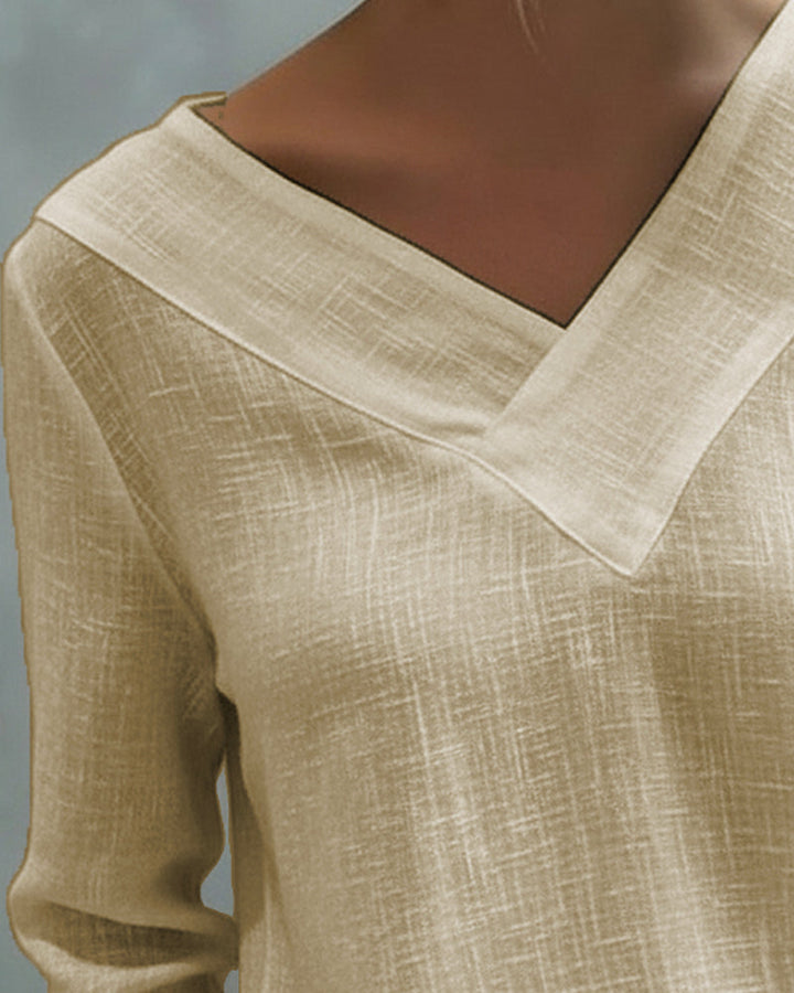 Duttini | Timeless Asymmetric V-Neck Long Sleeve Top