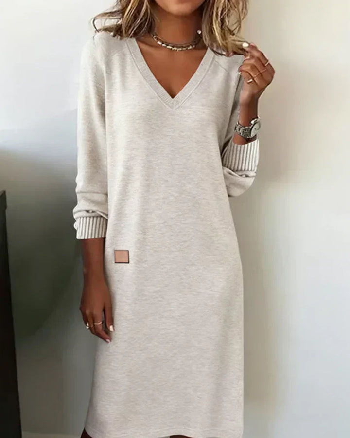 Duttini | Cozy Dress for Women in Soft Fabric, Relaxed Fit, Neutral Color