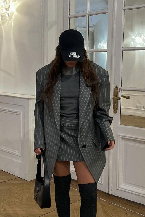 Duttini | Striped Suit Blazer Two Piece Set