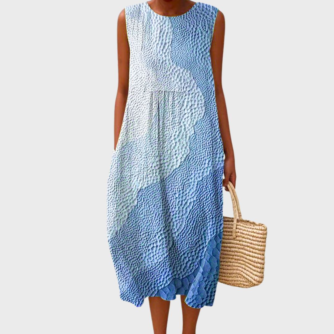 Duttini | Comfortable Dress for Women in Soft Fabric, Relaxed Fit, Blue Casual Style