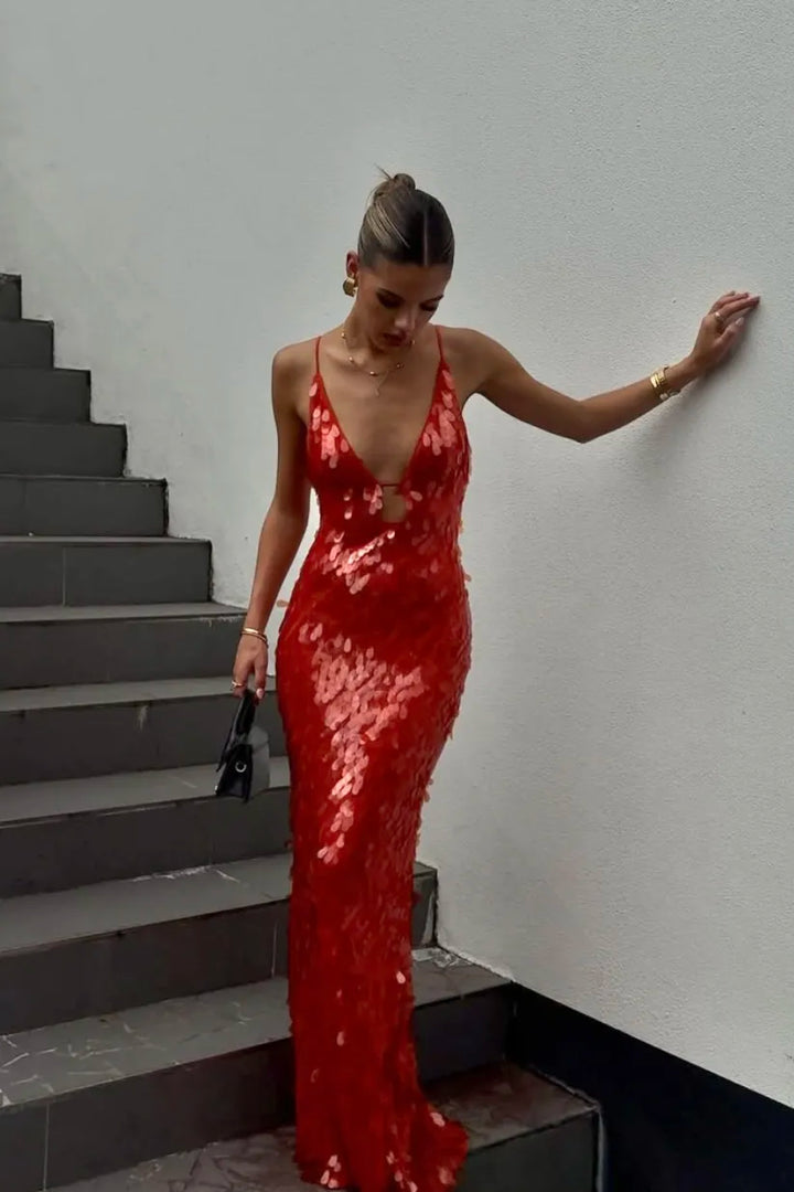 Duttini | Luxe Wedding Guest Sequin Backless Dress for Every Occasion
