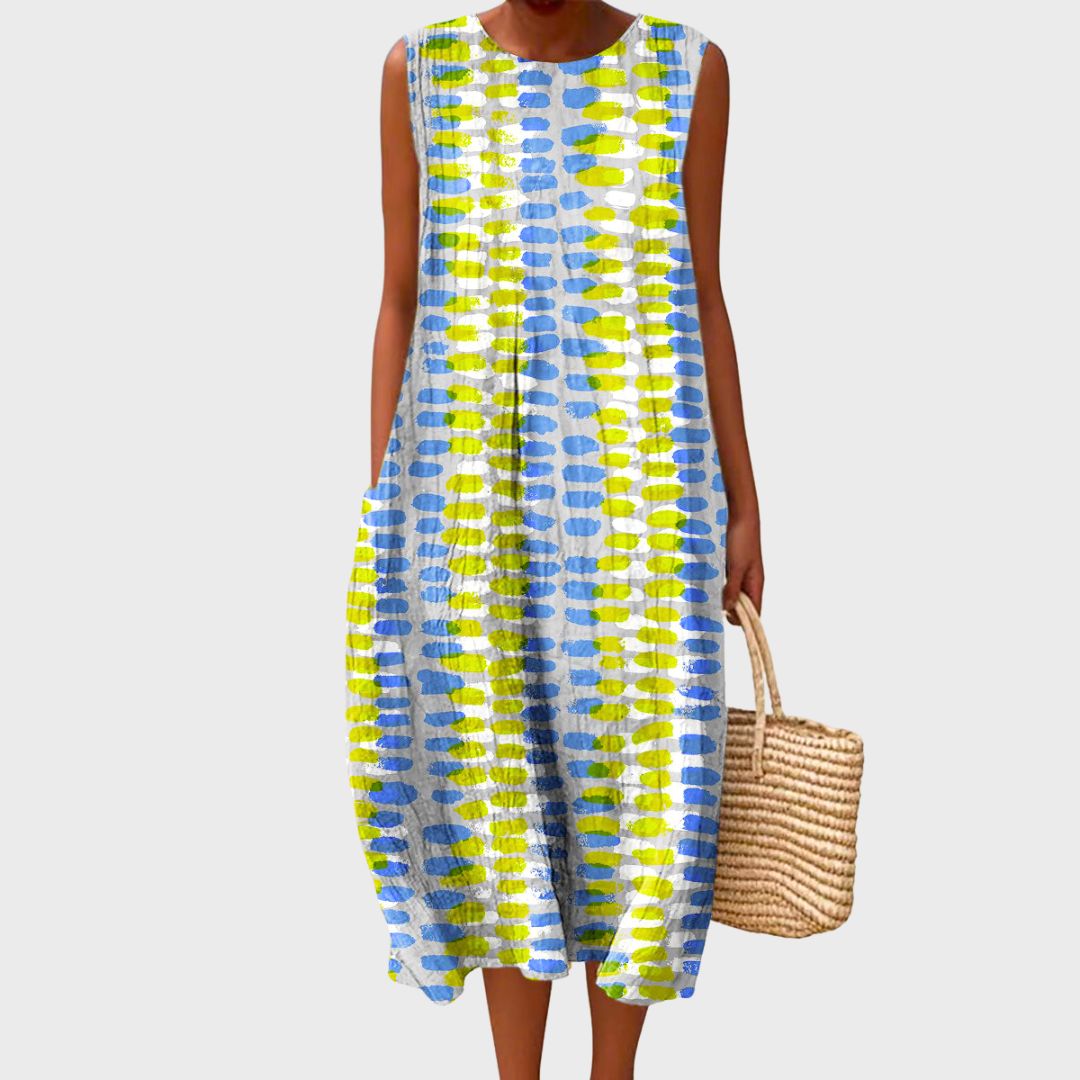 Duttini | Comfortable Dress for Women in Soft Fabric, Relaxed Fit, Blue Casual Style
