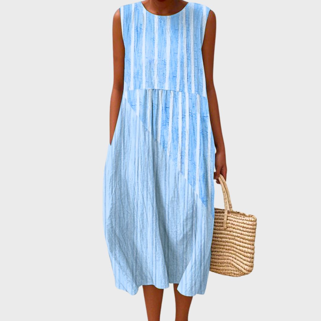 Duttini | Comfortable Dress for Women in Soft Fabric, Relaxed Fit, Blue Casual Style