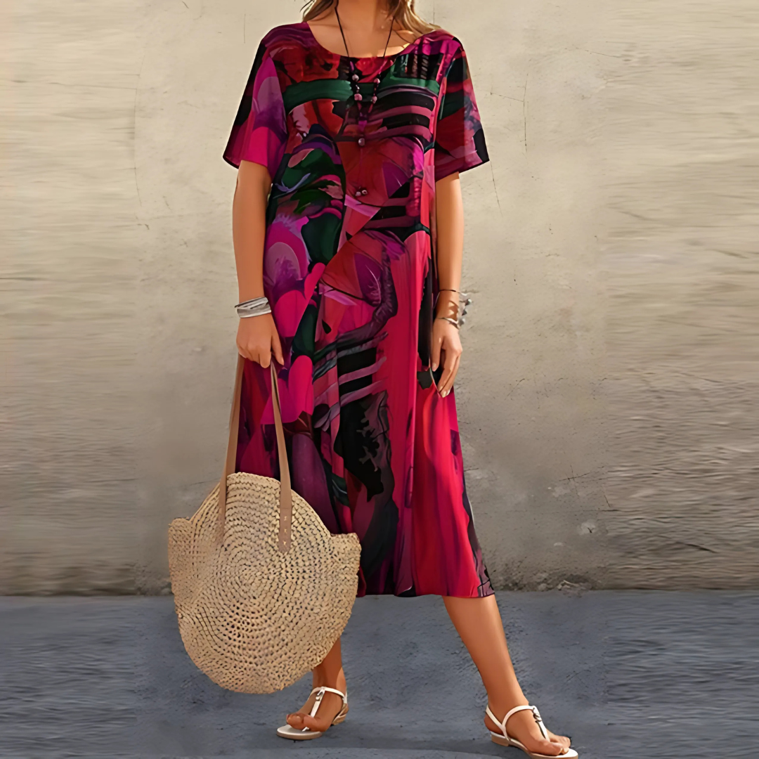 Duttini | Elegant Floral Dress with Graceful Drape