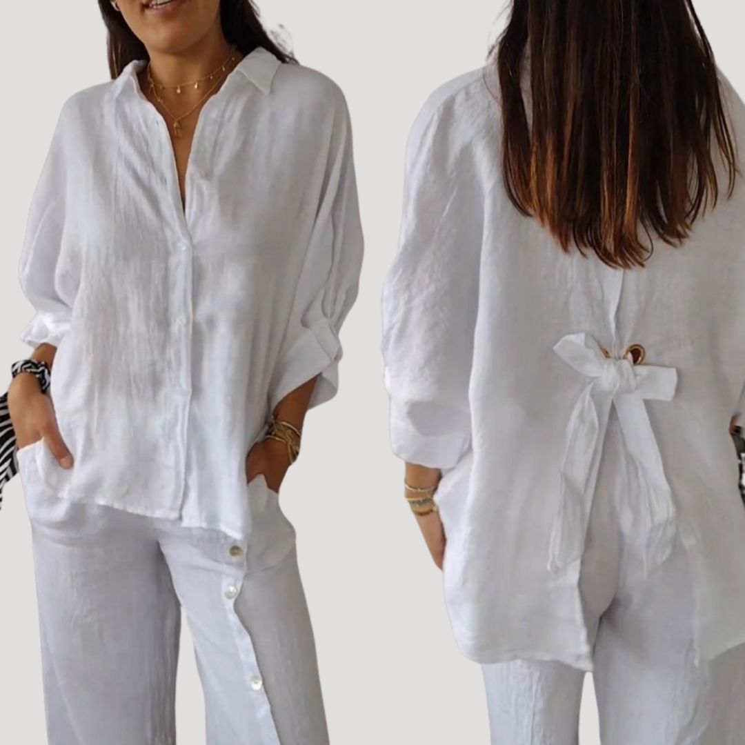 Duttini | Linen Long Sleeve Button Shirt Blouse