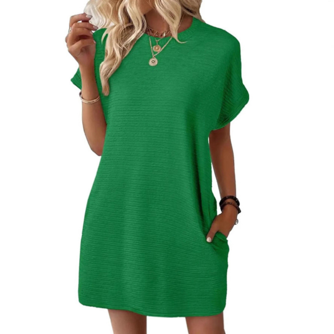 Duttini | Graceful Crew Neck Short Sleeve T-Shirt Mini Dress