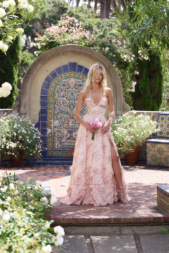 Duttini | Effortless The Scarlette Dress In Peach Tapestry