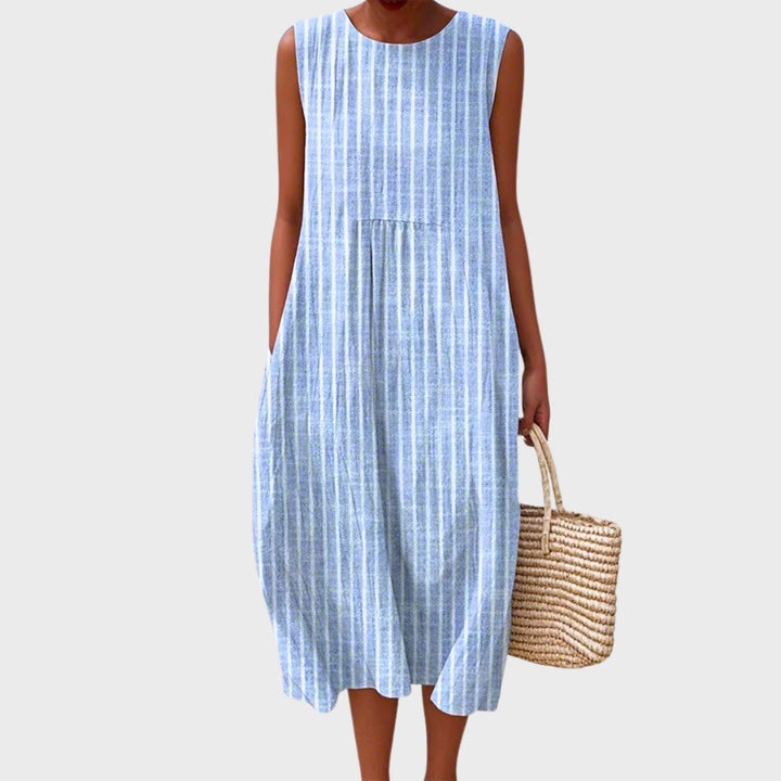 Duttini | Comfortable Dress for Women in Soft Fabric, Relaxed Fit, Blue Casual Style