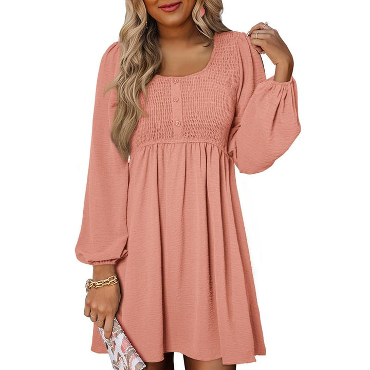 Duttini | Timeless Smocked Empire Waist Long Sleeve Mini Dress