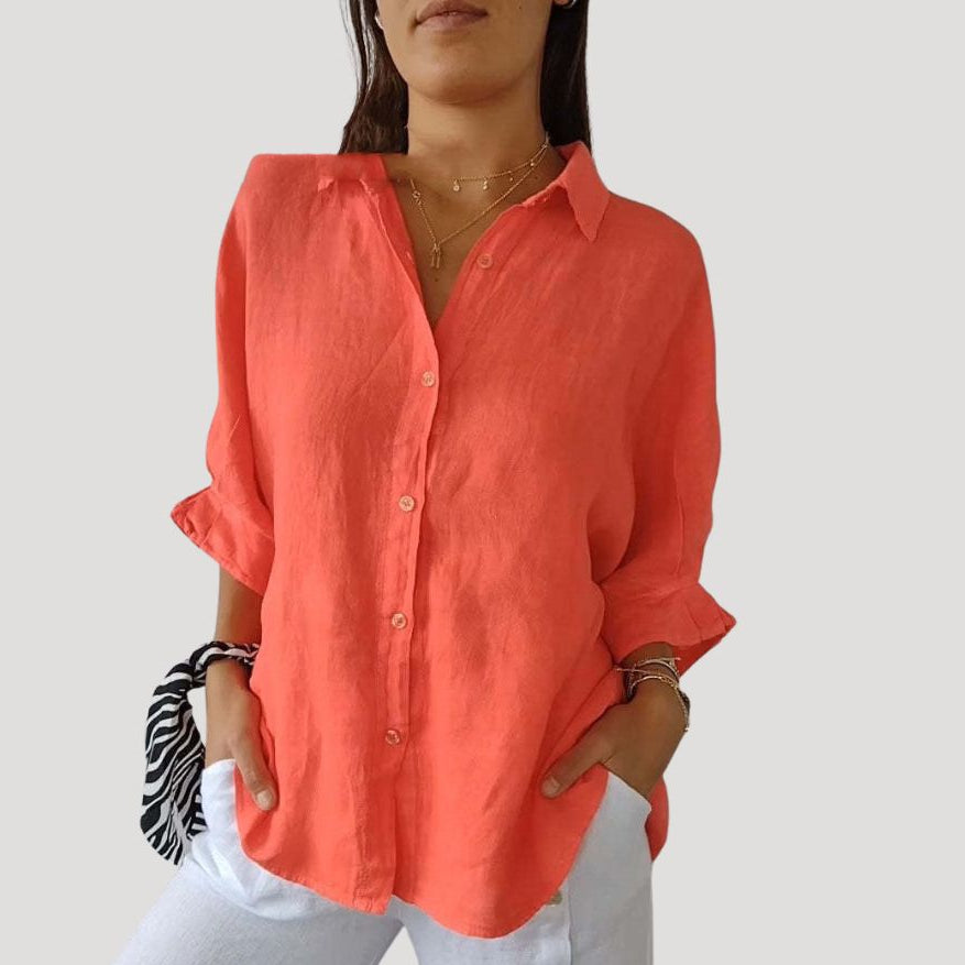 Duttini | Linen Long Sleeve Button Shirt Blouse