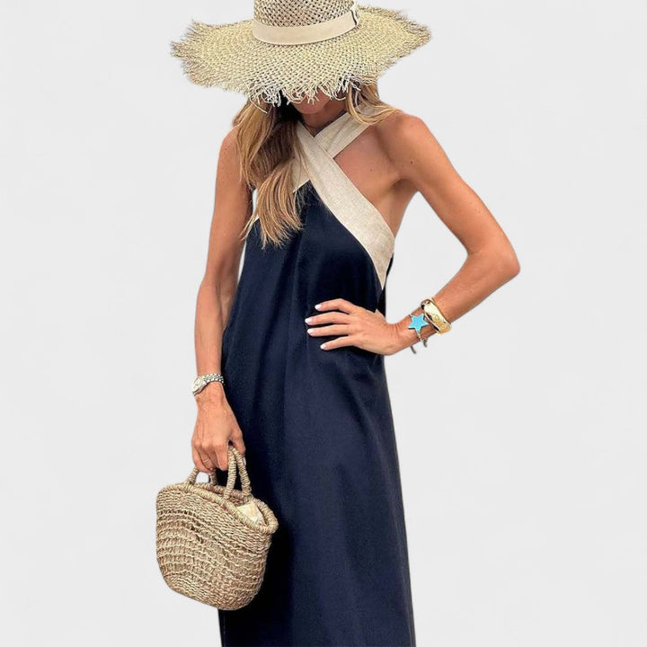 Duttini | Elegant Cross-Neck Maxi Dress for Every Occasion
