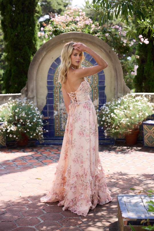 Duttini | Effortless The Scarlette Dress In Peach Tapestry