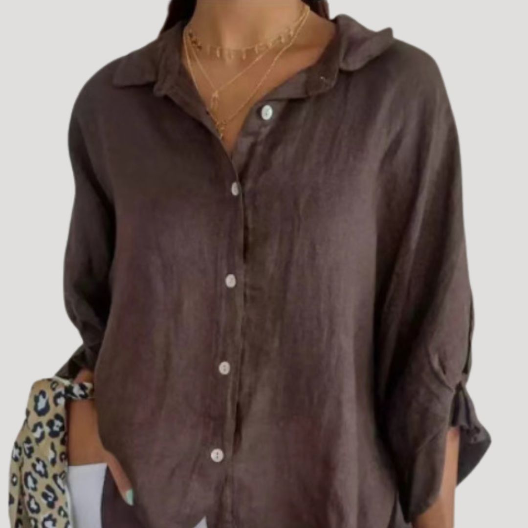 Duttini | Linen Long Sleeve Button Shirt Blouse