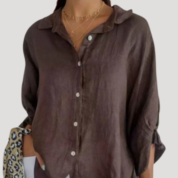 Duttini | Linen Long Sleeve Button Shirt Blouse