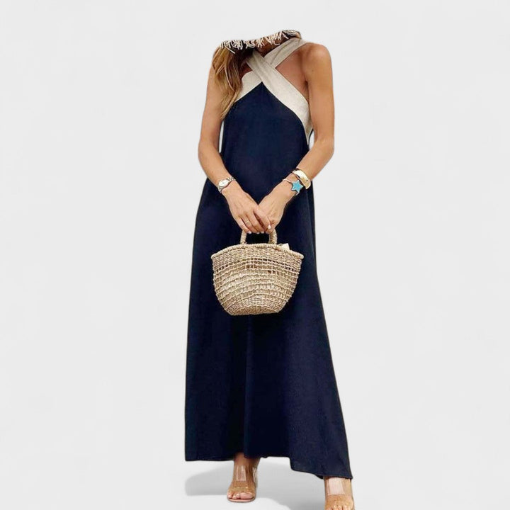 Duttini | Elegant Cross-Neck Maxi Dress for Every Occasion