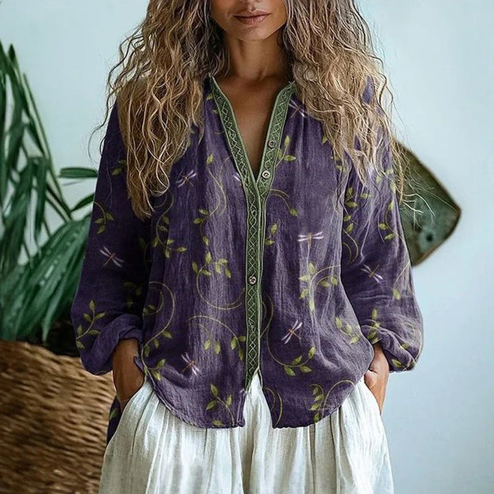 Duttini | Flowing Relaxed Blouse With Nature Print
